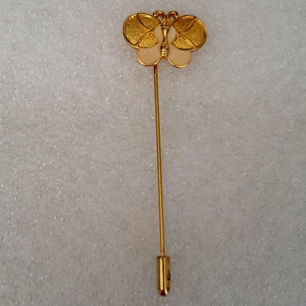 Gold Tone Enamel  Butterfly Stick Pin